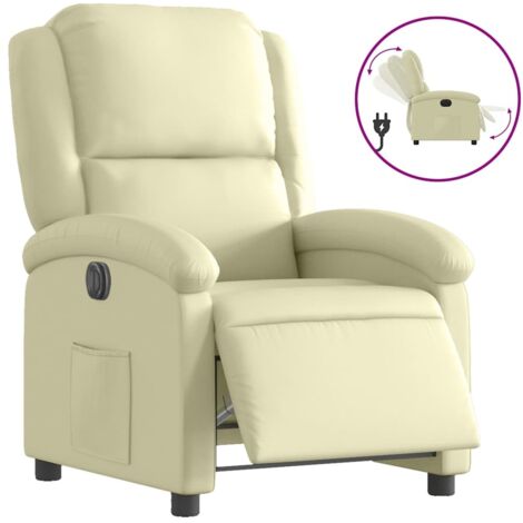 Fauteuil relax  Fauteuil inclinable électrique crème cuir véritable