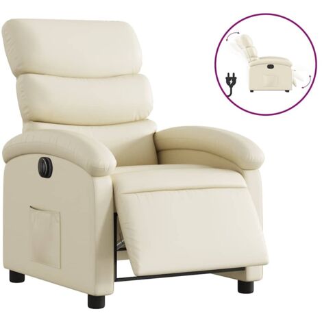Fauteuil relax  Fauteuil inclinable électrique Crème Similicuir