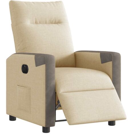 Fauteuil relax  Fauteuil inclinable électrique Crème Tissu