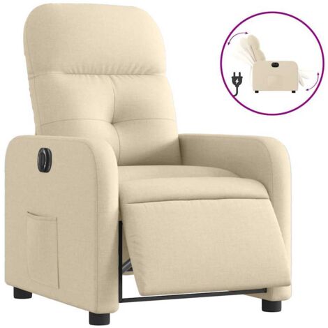 Fauteuil relax  Fauteuil inclinable électrique Crème Tissu