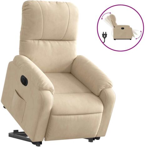 Fauteuil relax  Fauteuil inclinable électrique crème tissu microfibre