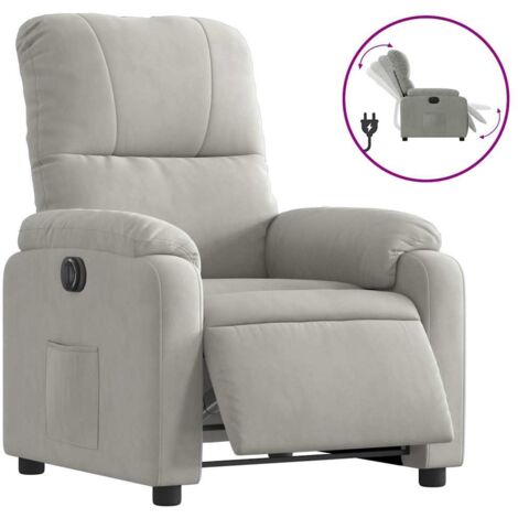 Fauteuil relax  Fauteuil inclinable électrique gris clair tissu microfibre
