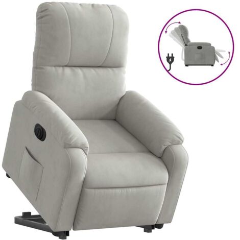 Fauteuil relax  Fauteuil inclinable électrique gris clair tissu microfibre