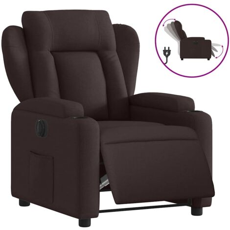 Fauteuil relax  Fauteuil inclinable électrique Marron foncé Tissu