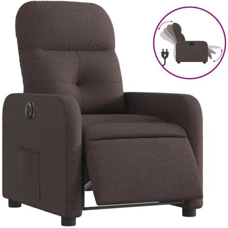 Fauteuil relax  Fauteuil inclinable électrique Marron foncé Tissu