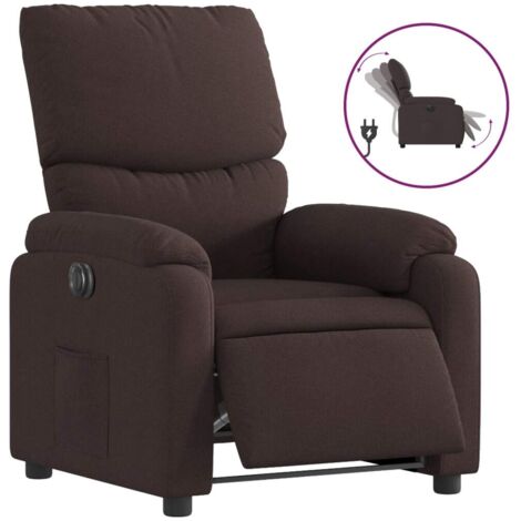Fauteuil relax  Fauteuil inclinable électrique Marron foncé Tissu