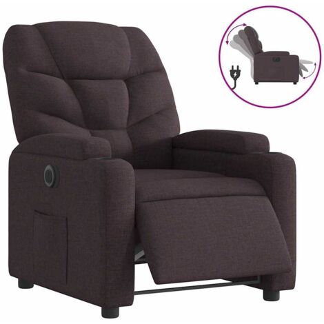 Fauteuil relax  Fauteuil inclinable électrique Marron foncé Tissu