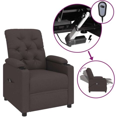 Fauteuil relax  Fauteuil inclinable électrique Marron foncé Tissu