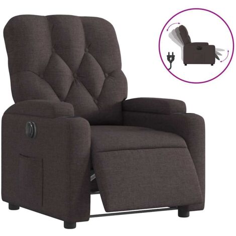 Fauteuil relax  Fauteuil inclinable électrique Marron foncé Tissu