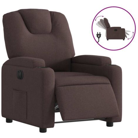 Fauteuil relax  Fauteuil inclinable électrique Marron foncé Tissu