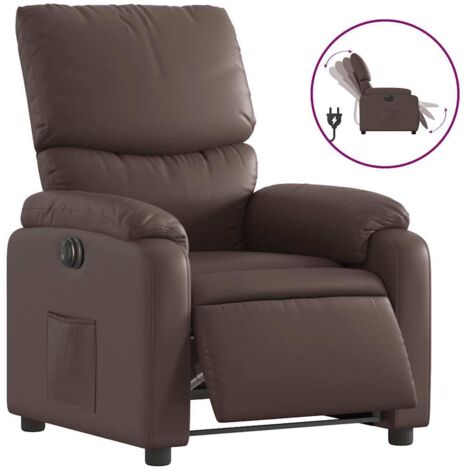 Fauteuil relax  Fauteuil inclinable électrique Marron Similicuir