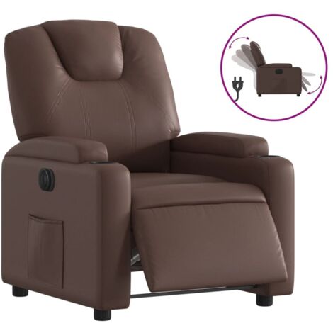 Fauteuil relax  Fauteuil inclinable électrique Marron Similicuir
