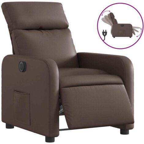 Fauteuil relax  Fauteuil inclinable électrique Marron Similicuir