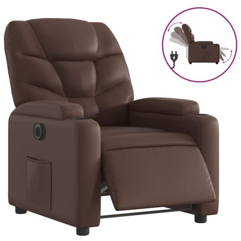 Fauteuil relax  Fauteuil inclinable électrique Marron Similicuir