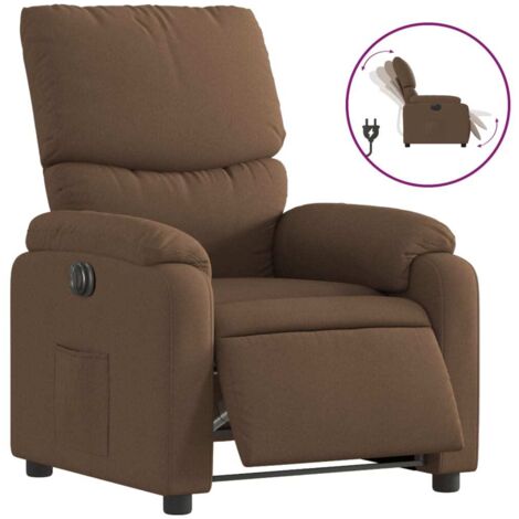 Fauteuil relax  Fauteuil inclinable électrique Marron Tissu