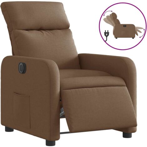 Fauteuil relax  Fauteuil inclinable électrique Marron Tissu