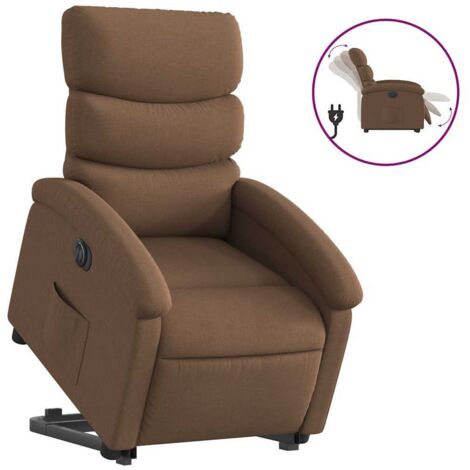 Fauteuil relax  Fauteuil inclinable électrique marron tissu