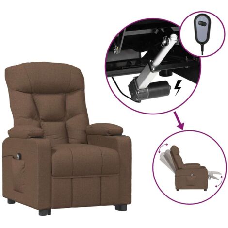 Fauteuil relax  Fauteuil inclinable électrique Marron Tissu