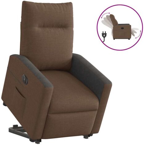 Fauteuil relax  Fauteuil inclinable électrique marron tissu