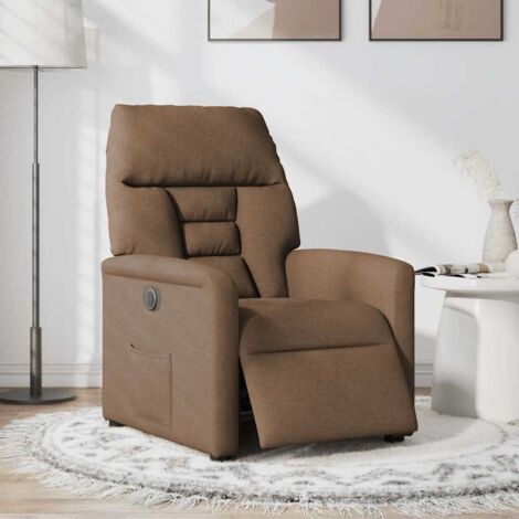 Fauteuil relax  Fauteuil inclinable électrique Marron Tissu
