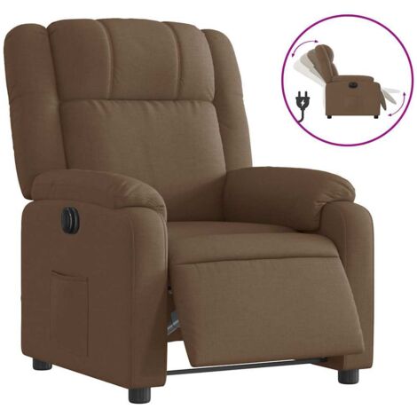 Fauteuil relax  Fauteuil inclinable électrique Marron Tissu