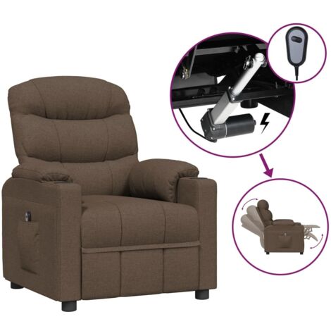 Fauteuil relax  Fauteuil inclinable électrique Marron Tissu