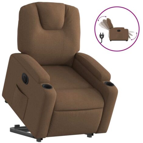 Fauteuil relax  Fauteuil inclinable électrique marron tissu