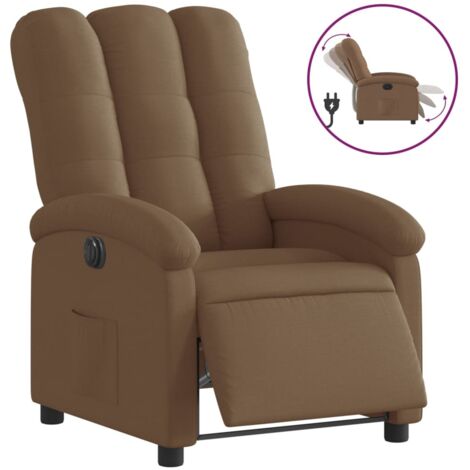Fauteuil relax  Fauteuil inclinable électrique Marron Tissu
