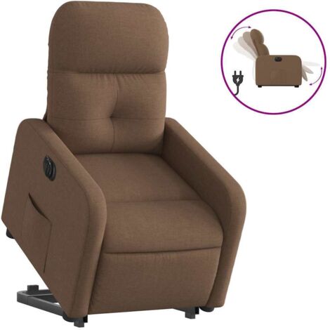 Fauteuil relax  Fauteuil inclinable électrique marron tissu