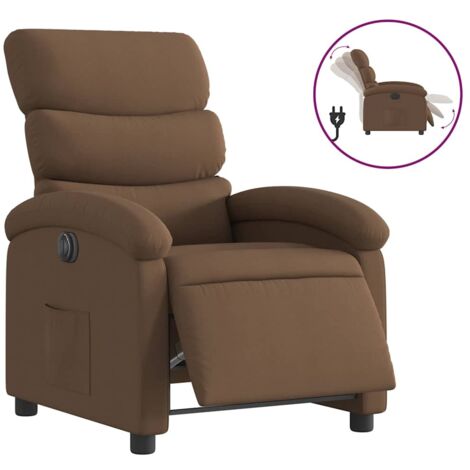 Fauteuil relax  Fauteuil inclinable électrique Marron Tissu