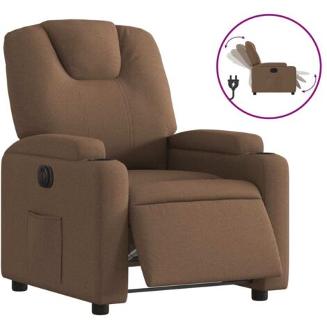 Fauteuil relax  Fauteuil inclinable électrique Marron Tissu