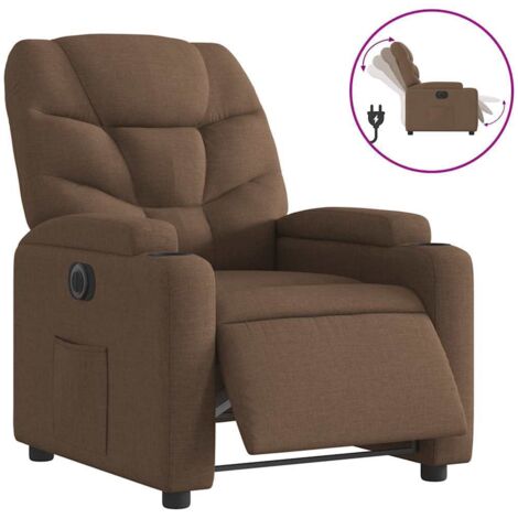 Fauteuil relax  Fauteuil inclinable électrique Marron Tissu