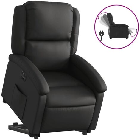Fauteuil relax Fauteuil inclinable électrique noir cuir véritable