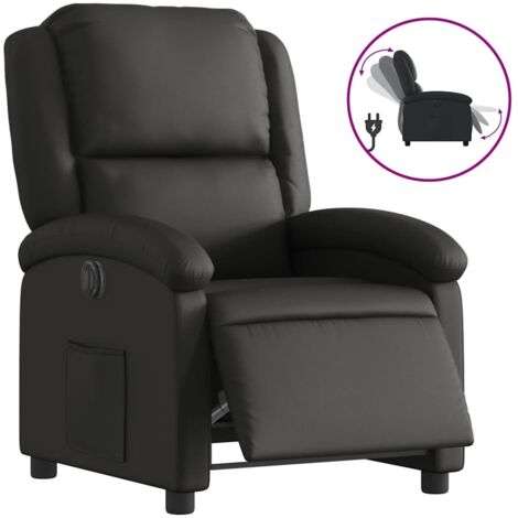 Fauteuil relax Fauteuil inclinable électrique noir cuir véritable
