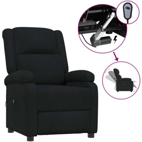 Fauteuil relax  Fauteuil inclinable électrique Noir Tissu