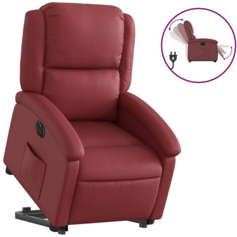 Fauteuil relax  Fauteuil inclinable électrique rouge bordeaux similicuir