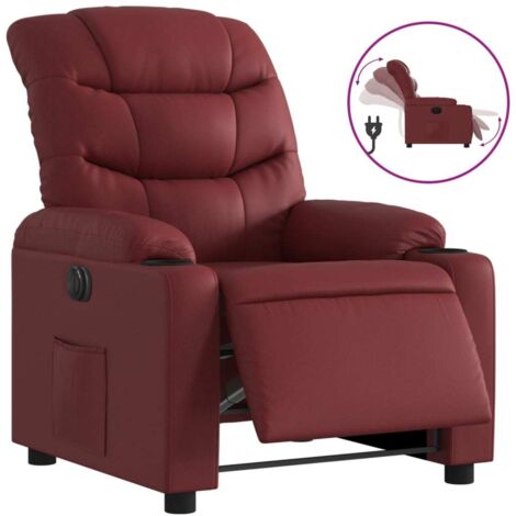 Fauteuil relax  Fauteuil inclinable électrique Rouge bordeaux Similicuir