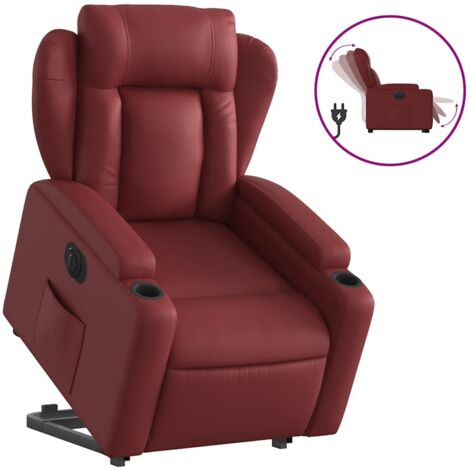 Fauteuil relax  Fauteuil inclinable électrique rouge bordeaux similicuir