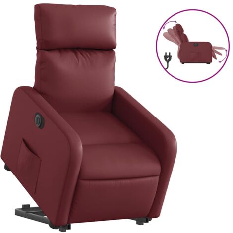 Fauteuil relax  Fauteuil inclinable électrique rouge bordeaux similicuir