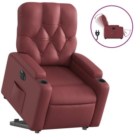 Fauteuil relax  Fauteuil inclinable électrique rouge bordeaux similicuir