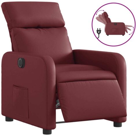 Fauteuil relax  Fauteuil inclinable électrique Rouge bordeaux Similicuir