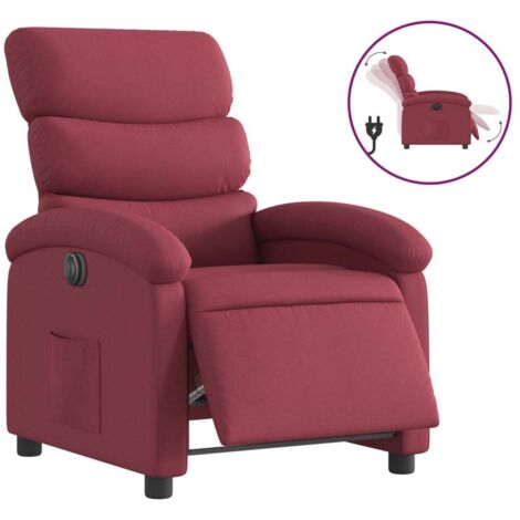 Fauteuil relax  Fauteuil inclinable électrique Rouge bordeaux Tissu