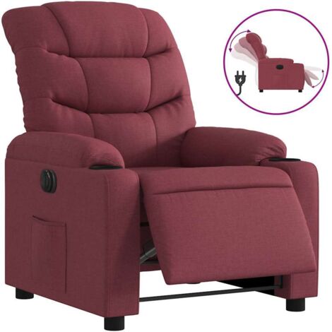 Fauteuil relax  Fauteuil inclinable électrique Rouge bordeaux Tissu