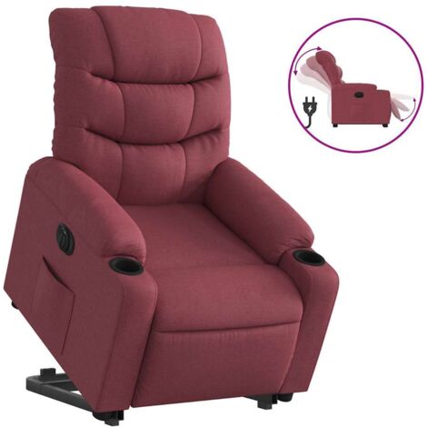Fauteuil relax  Fauteuil inclinable électrique rouge bordeaux tissu