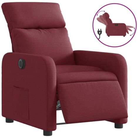 Fauteuil relax  Fauteuil inclinable électrique Rouge bordeaux Tissu