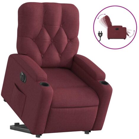 Fauteuil relax  Fauteuil inclinable électrique rouge bordeaux tissu