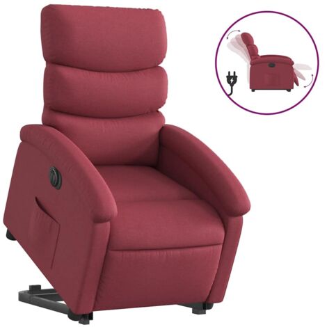 Fauteuil relax  Fauteuil inclinable électrique rouge bordeaux tissu