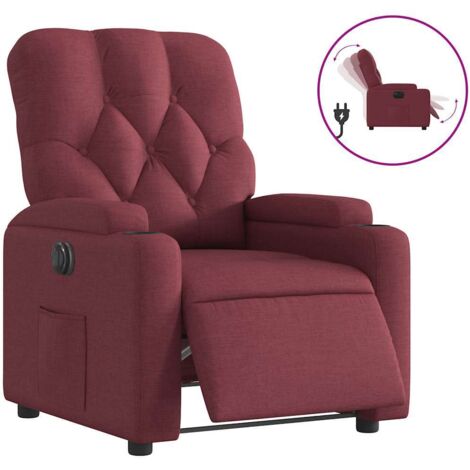 Fauteuil relax  Fauteuil inclinable électrique Rouge bordeaux Tissu