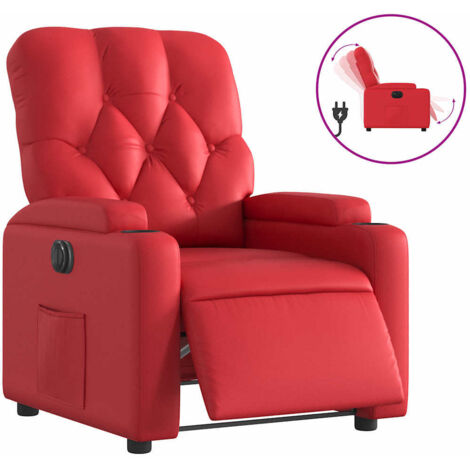 Fauteuil relax  Fauteuil inclinable électrique Rouge Similicuir