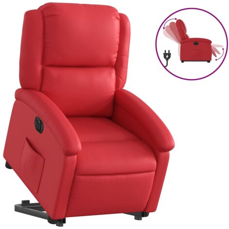Fauteuil relax  Fauteuil inclinable électrique rouge similicuir